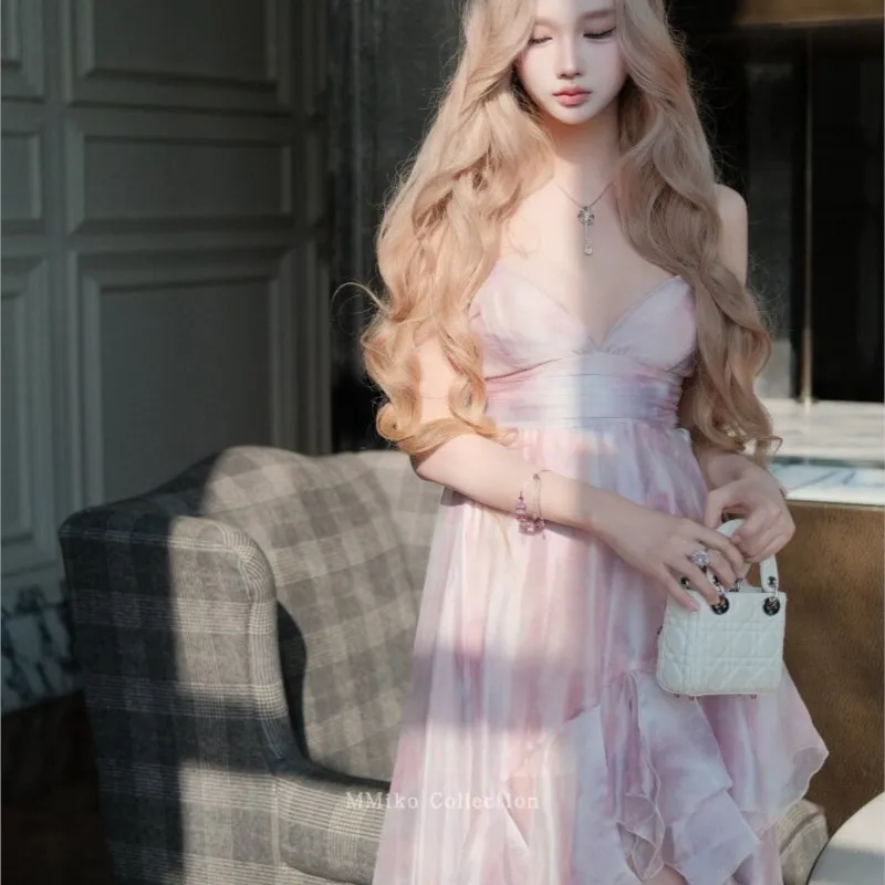 A flowing irregular multi-layered birthday dress