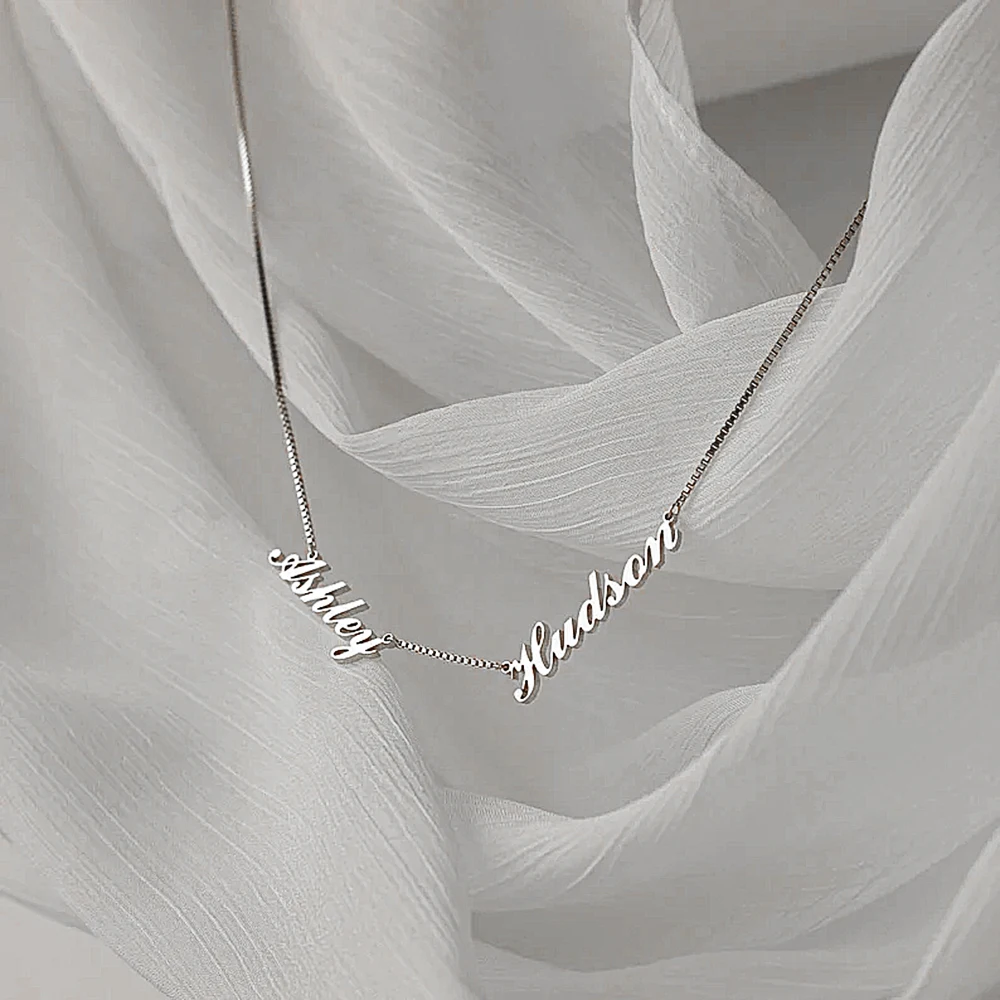 Letter Necklace Jewelry Custom for Women Stainless Steel Double Name Necklace Box Chain Couple Christmas Gifts Direct Selling