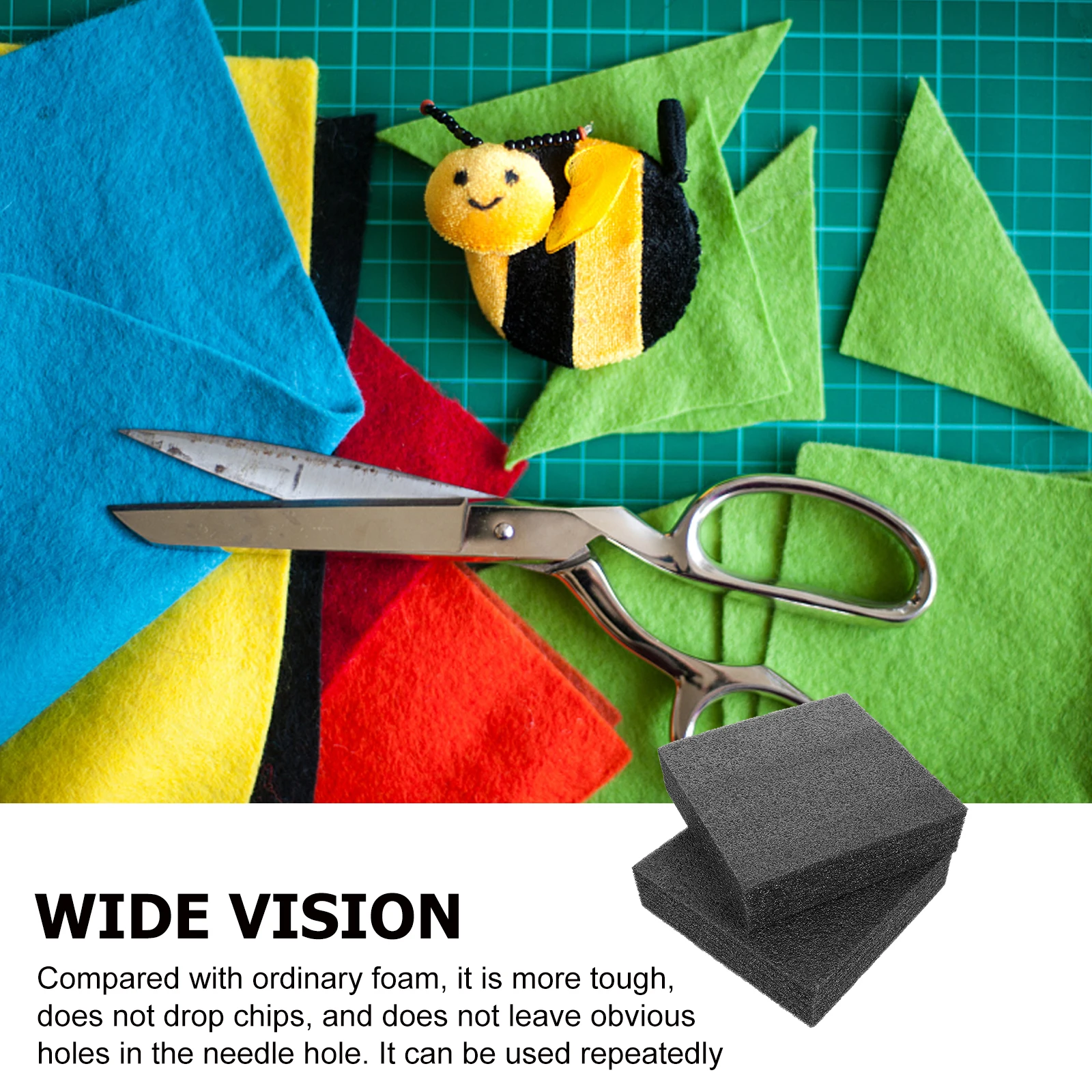 

2pcs Wool Felt Work Mat Natural Black Foam Needle Pad for DIY Crafts Felting Supplies Sewing Tools Accessories