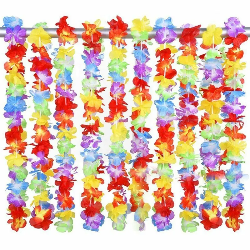

50/100pcs Hawaiian Leis Flower Necklace Garland Tropical Beach DIY Theme Party