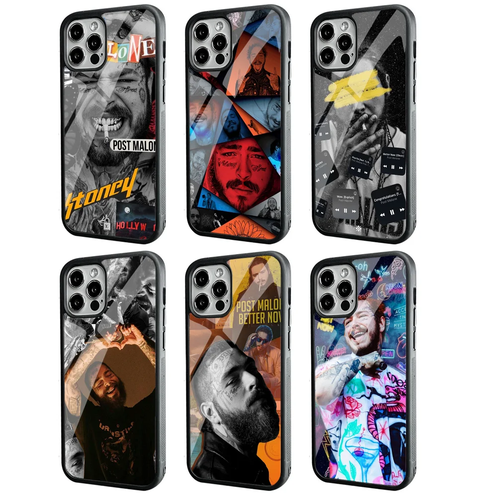 

Post M-Malone Singer Phone Case For IPhone 11 12 13 14 15 Plus Pro Max Mirror Acrylic PC TPU Cover