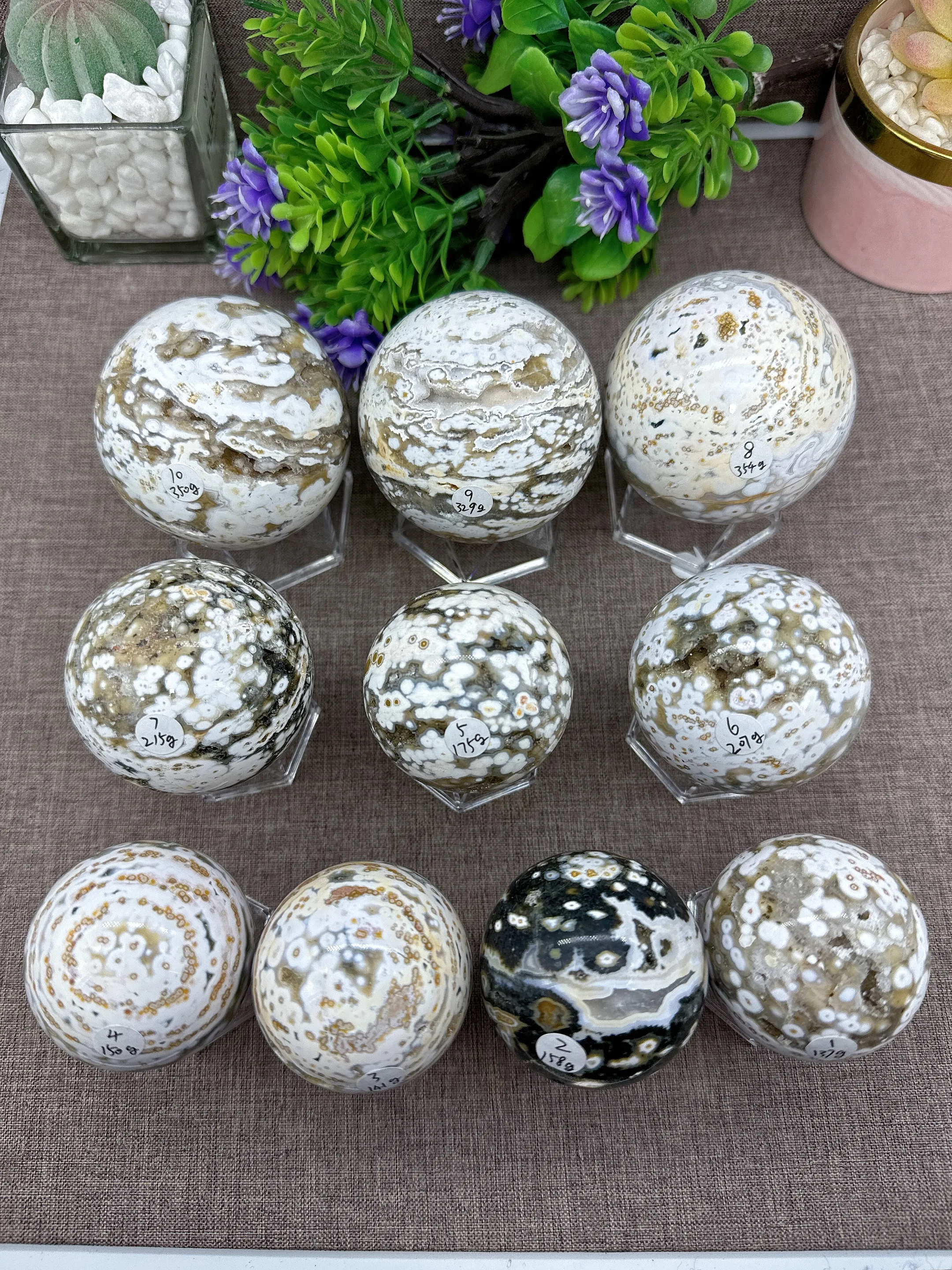 High Quality Natural Stone Ocean Jasper Crystal sphere Meditation Spirit Exorcism Ball Home Room Decoration Reiki Healing +Stand