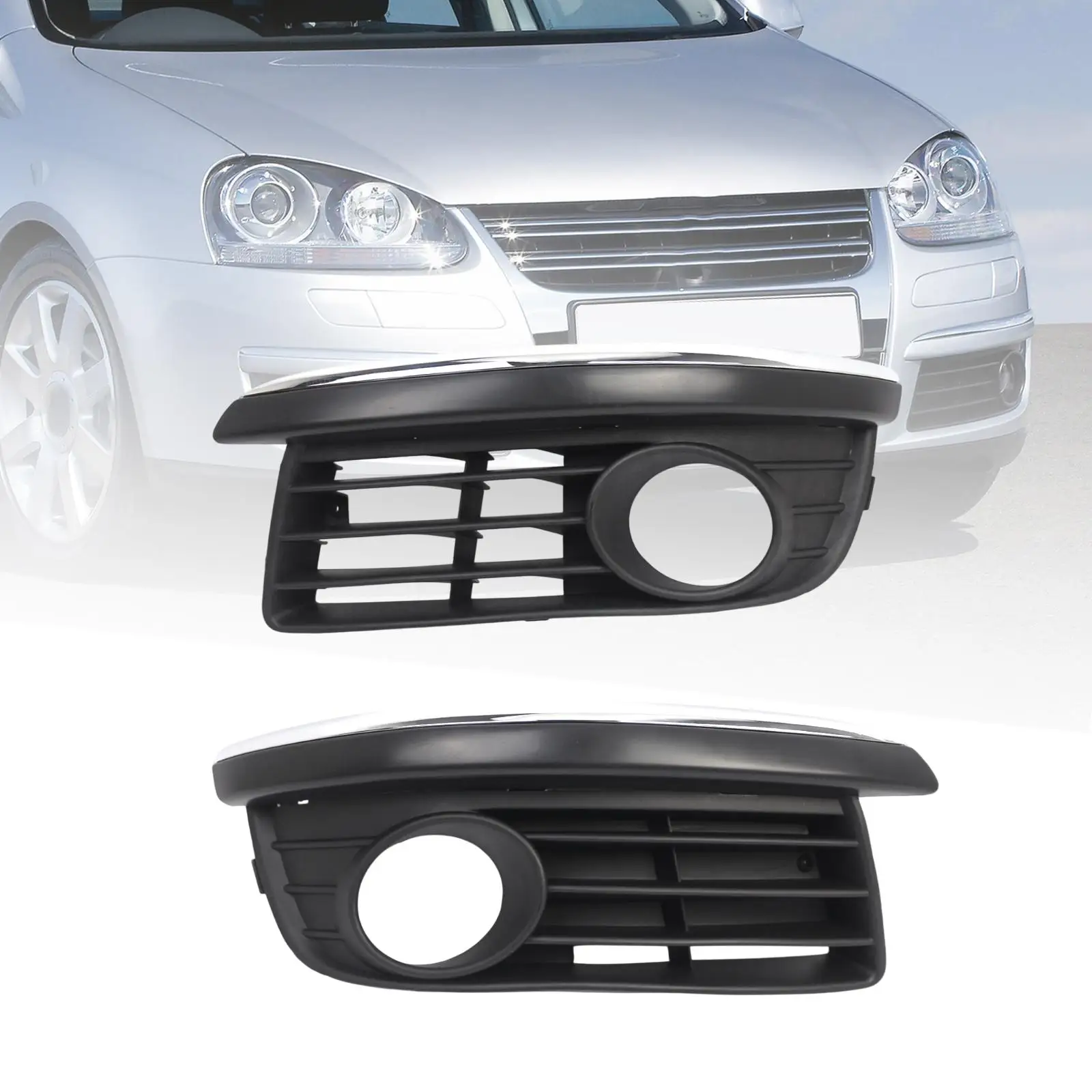 

Black ABS Car Fog Light Cover Mesh Grille Trim Front Bumper Grill Replacement for Golf Jetta