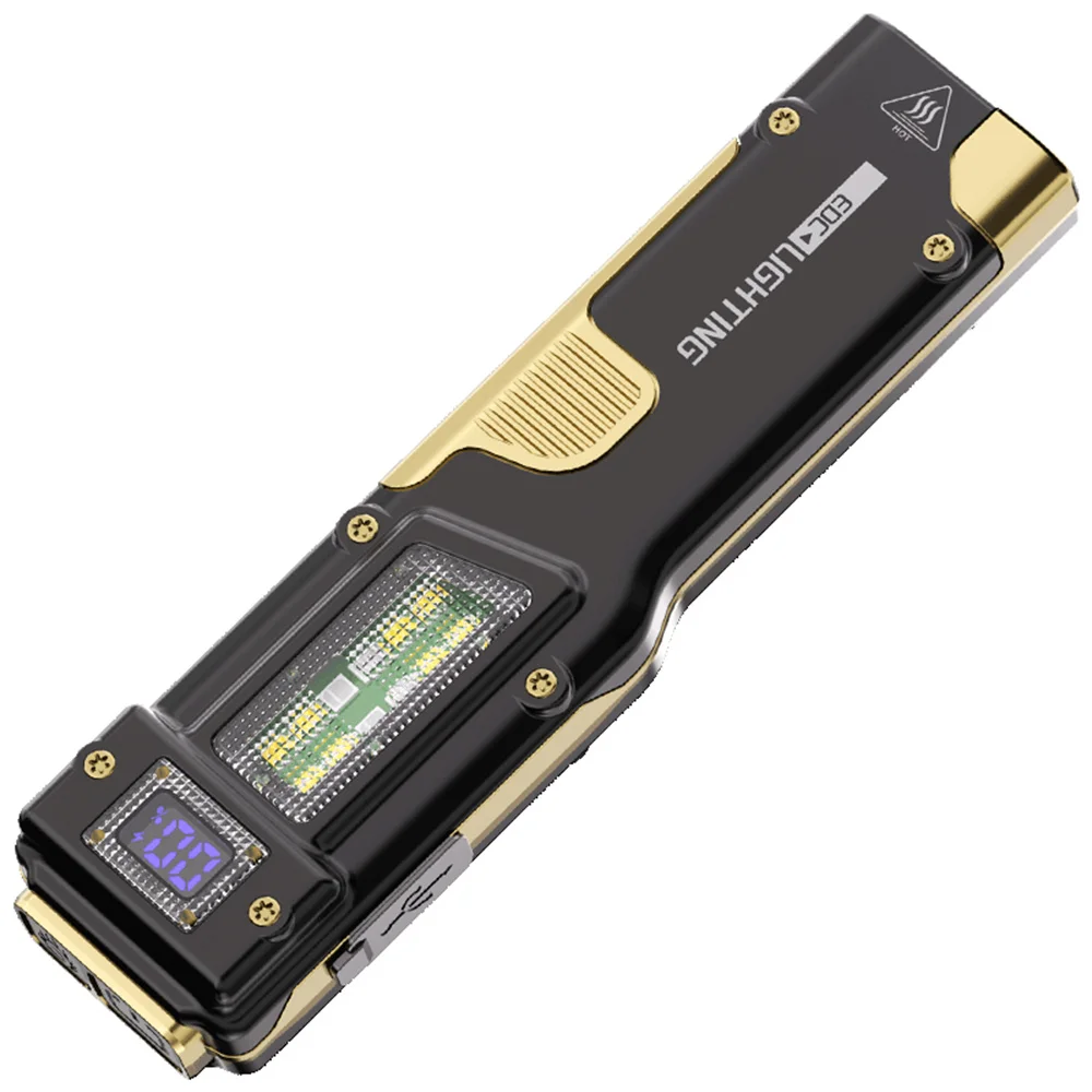 

Mini Torch Portable EDC Tactical Rechargeable LED Flashlight Digital Display Work Light, Three-Source Outdoor Camping