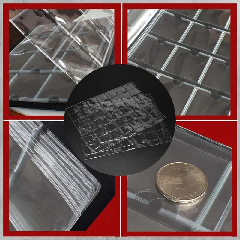 10 PCS 42 Pockets Clear Coin Holders Folder Sheets Storage Cash Money Collection Album Creative PVC Albums Collecting