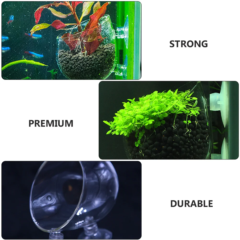 

2Pcs Glass Aquatic Plant Holder with Suction Cups for Fish Tank Aquarium Water Plant Cup Oxygen Flow Planter Supply