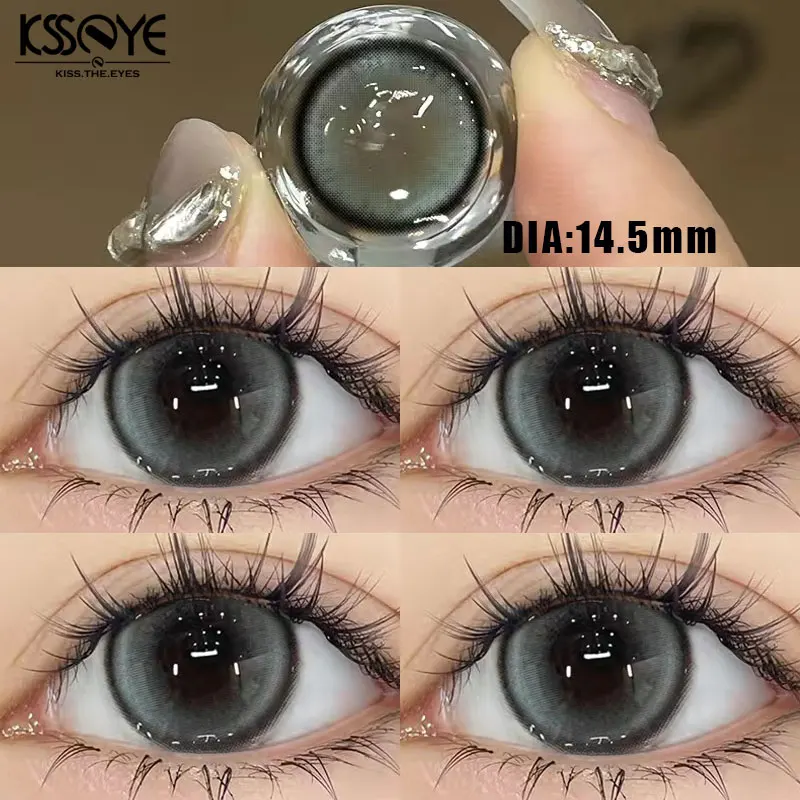 KSSEYE 2Pcs Korea Colored Contact Lenses Diameter 14.5mm Prescription Myopia Degree-0.00to-8.00Makeup Soft Lens Eye Beauty Pupil