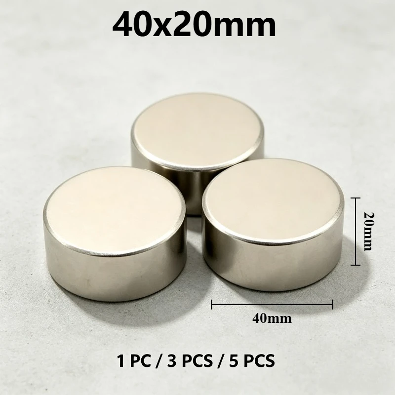 40x20mm Big Thick Round Neodymium Magnet 40*20 mm Super Strong Rare Earth Permanent NdFeB Magnet for Fridge DIY Industrial Use