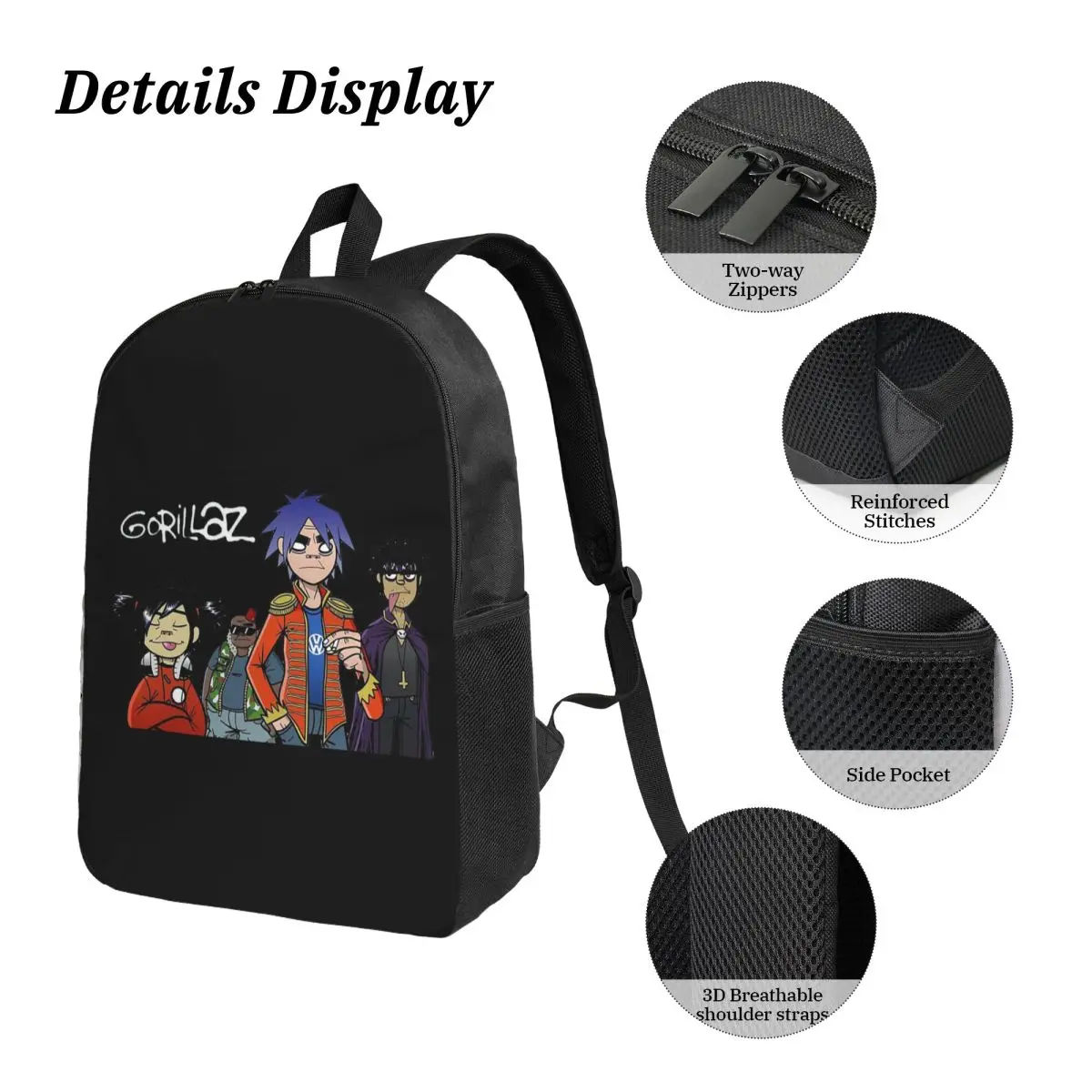 Gorillaz バックパック学生男の子女の子ブックバッグスクールバッグコンピュータショルダーバッグ 3ps 断熱ランチバッグ鉛筆ケース