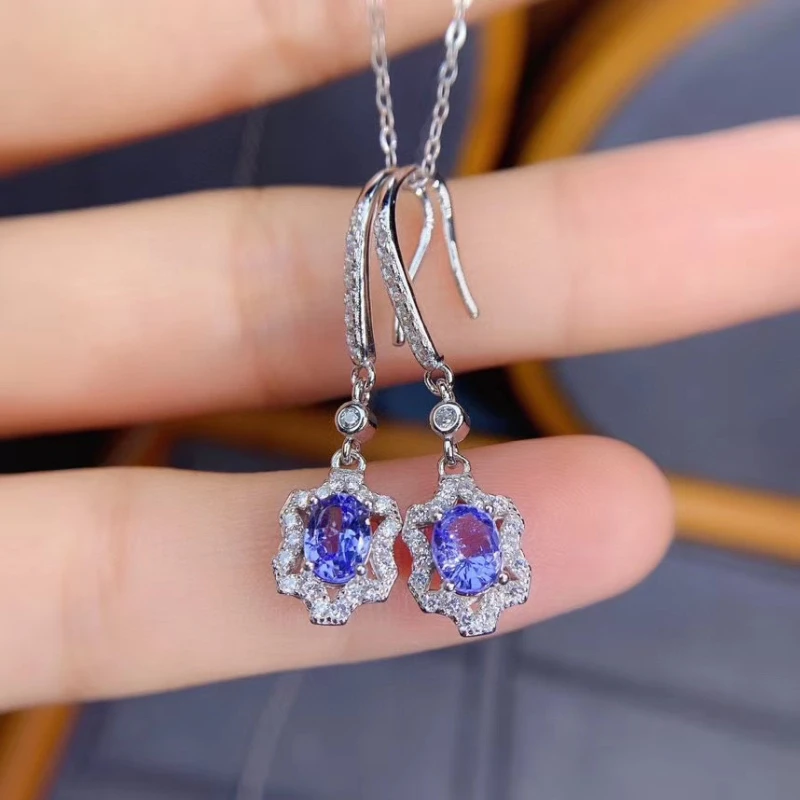 

Natural Tanzanite925 Silver Ladies Simple and Atmosphere Earrings for Women Sales with Free Shipping Clearance Sale