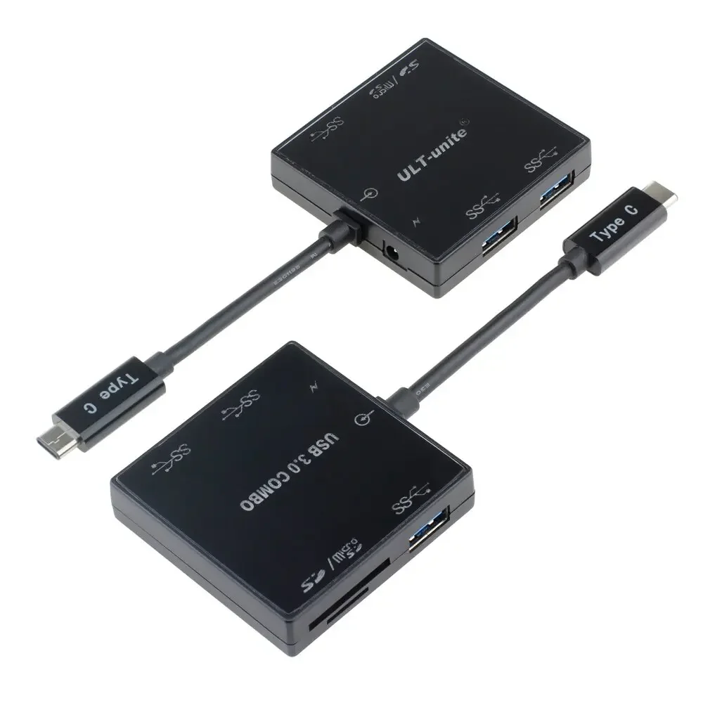 Комбинированный USB-C USB-C — USB3.0 с 3 портами USB 3.0 1 слотом для SD-карты и 1 слотом для карт MicroSD, концентратор Type-C + устройство считывания карт