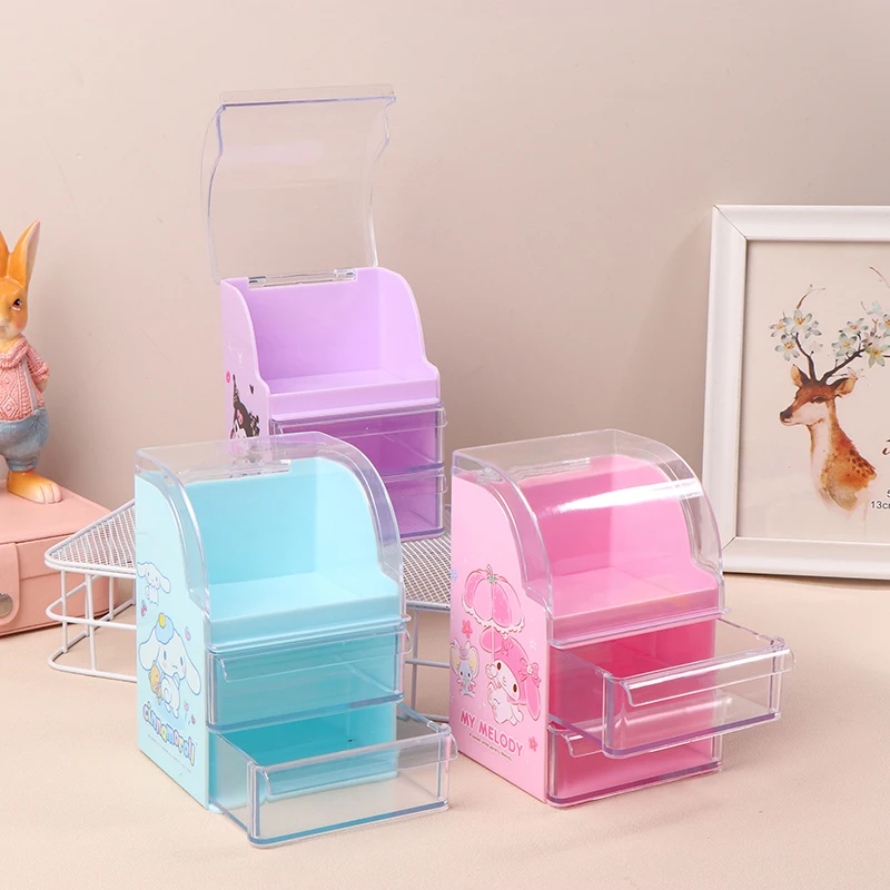 

Sanrio Cartoon Style Girly Desktop Storage Box Large Capacity Double Drawer Jewelry Box