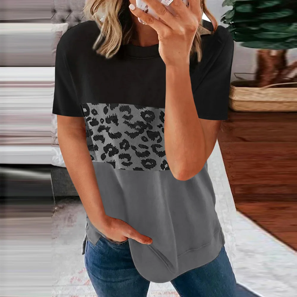 

Loose Leopard Print Short Sleeve T-shirt Women's Summer New Round Neck Top 2524321