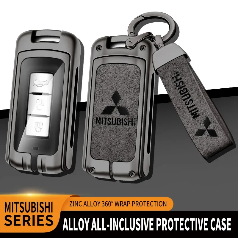 

Car Zinc Alloy Key Case Bag Metal Key Shell For Mitsubishi Outlander Pajero Lancer EX Evolution X Ralliart Asx L200 Triton Colt