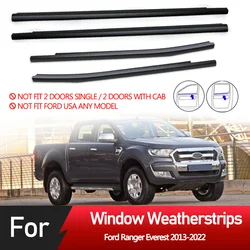 4PCS Outer Windows Rubber Weatherstrip Door Sealing Belt Moulding Trim For Ford Ranger Everest 2013-2022 4 Doors