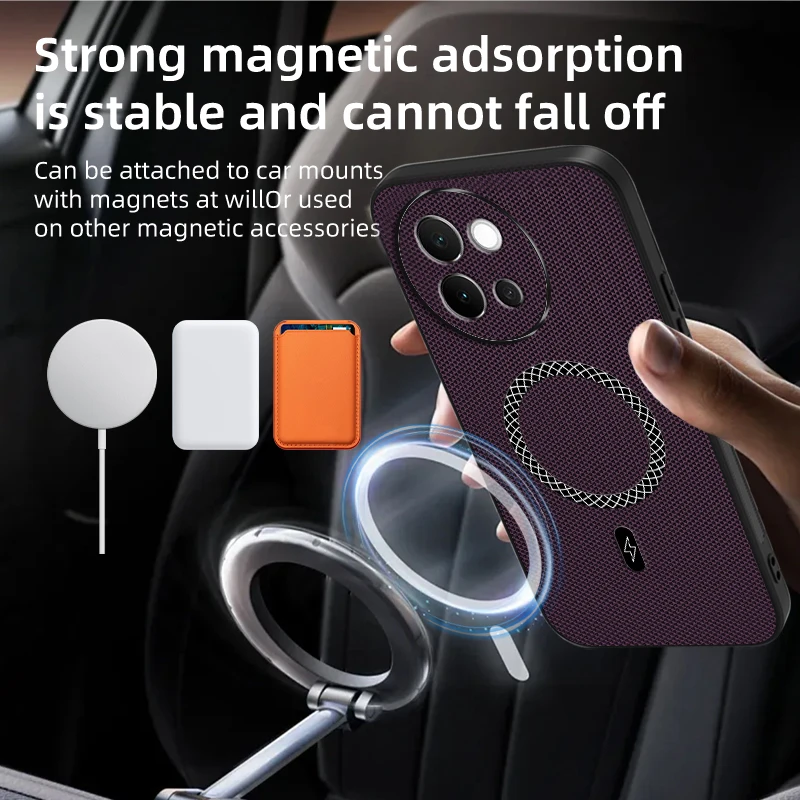 Biruiqu VIVO V40 Lite New Ultra-thin Magnetic Leather Shock-absorbing Protective Phone Case view 5