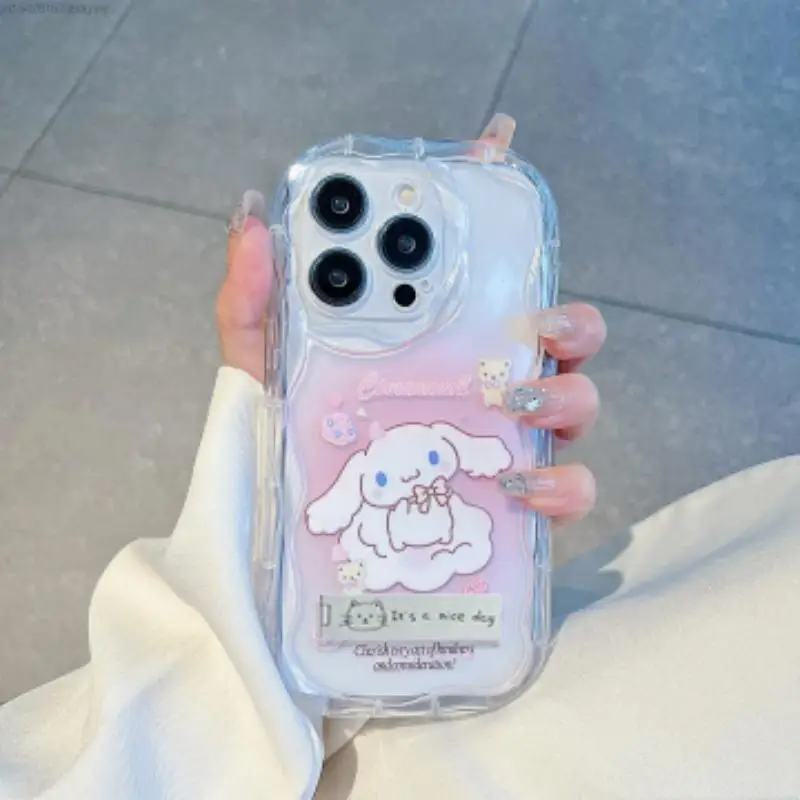 Sanrio-funda de teléfono Cinnamoroll Y2K, bonita y creativa, para iPhone 16, 15, 14, 13, 12, 11 Pro Max, XR, XS, 7, 8 Plus, MINI, de la suerte coreana