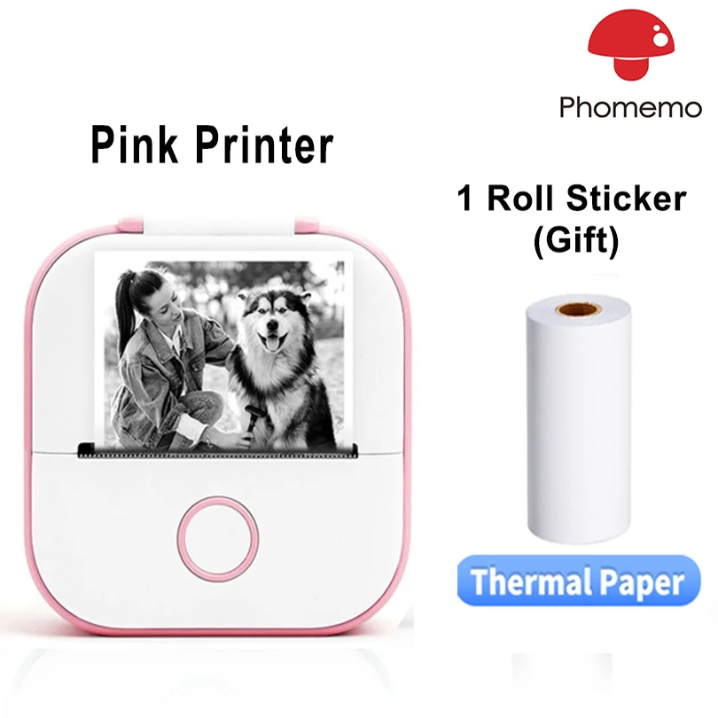 Phomemo T02 Mini Printer Portable Printer Thermal Printing Sticker Wireless Inkless Pocket Printer Self-adhesive Label Printer