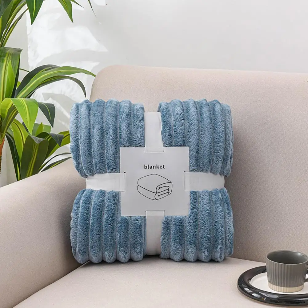 Couverture Chaude d'Hiver, Couverture Douillette Épaisse à Bulles, Couverture en Peluche Moelleuse et Confortable pour Canapé, Couverture Rayée Douce et Chaude pour Chambre à Coucher