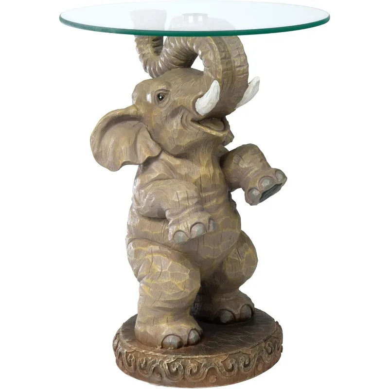 

Good Fortune Elephant Glass-Topped Table, 16" Diameter x 21½" High