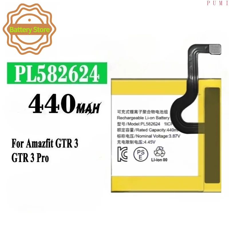 New PL582624 3.87V 440mAh High Quality Battery for Amazfit GTR 3 GTR 3 Pro 3Pro PL582624 Smart Watch Battery