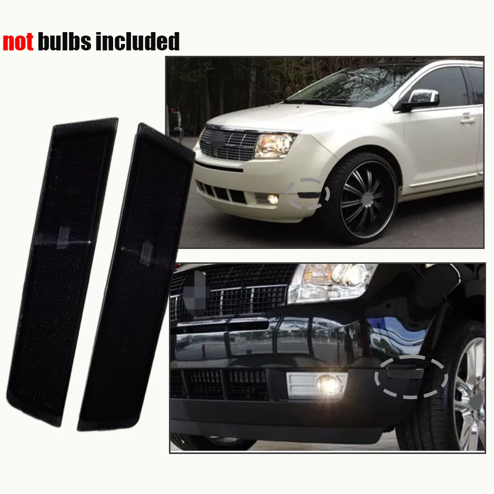 Pair Front Bumper Mudguard Side Markers Reflectors for Lincoln MKX 2007-2010 Lampshade without Light 7A1Z15A201A+7A1Z15A201B