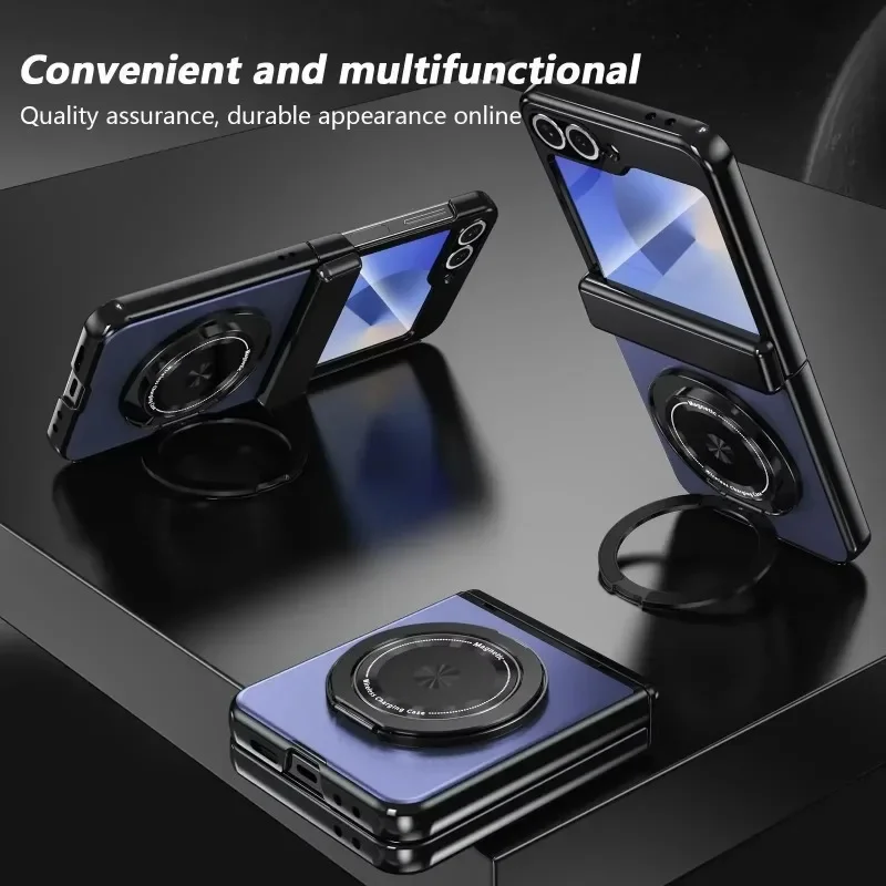 Etui na telefon Samsung Z Flip 6/5/4/3 Magnetyczny uchwyt obrotowy 360 Obudowa do ładowania bezprzewodowego Folia All-inclusive Pokrowiec ochronny
