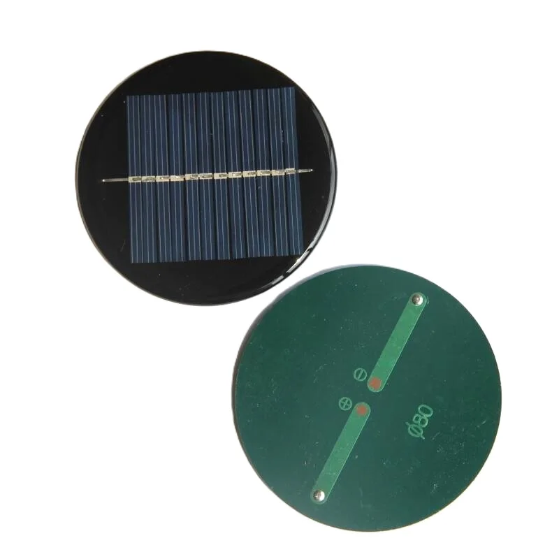 

Mini Polycrystalline Circular Solar Panels 0.5W 6V Diameter 80MM Solar PV Module for 3.7V-5V Battery Charging 10PCS