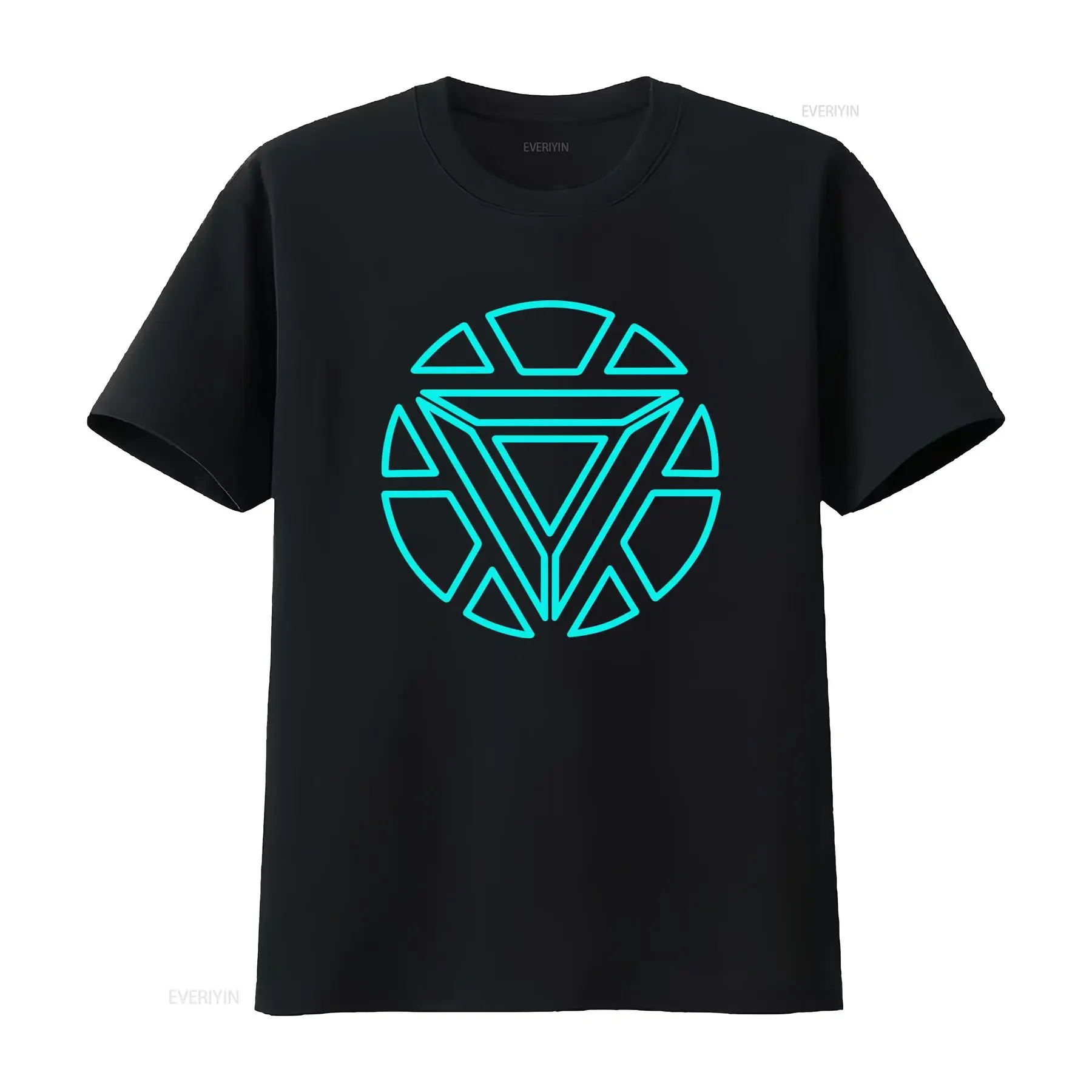 Glow in The Dark Arc Reactor Mens T Shirt Stark Industries Round Neck Black S 5XL vintage Washed Soft Breathable