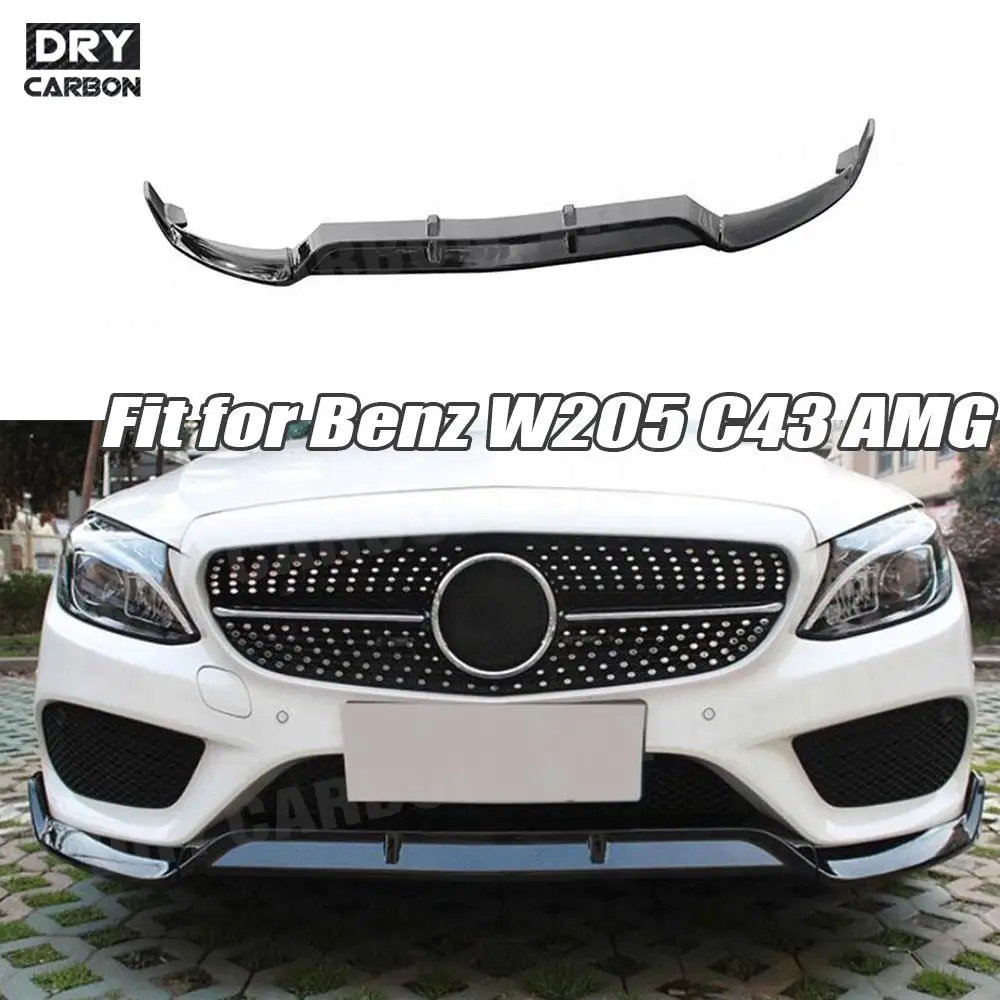 

ABS Piano Black Car Front Bumper Lip Spoiler Splitters For Mercedes Benz W205 C205 C200 C300 C43 AMG 2014-2019 Front Lip