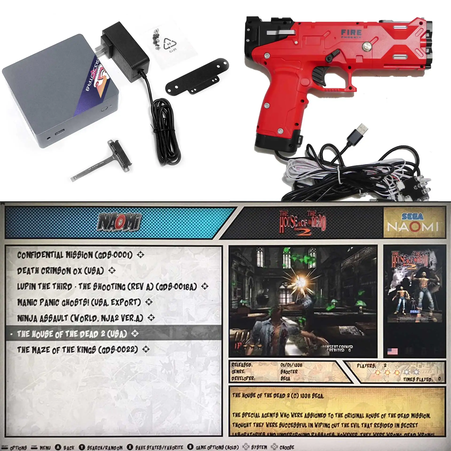 Arcade LaunchBox Phoenix  Portable Batocera host light gun kit Game N100 512G System Hard Drive for Shooting Series