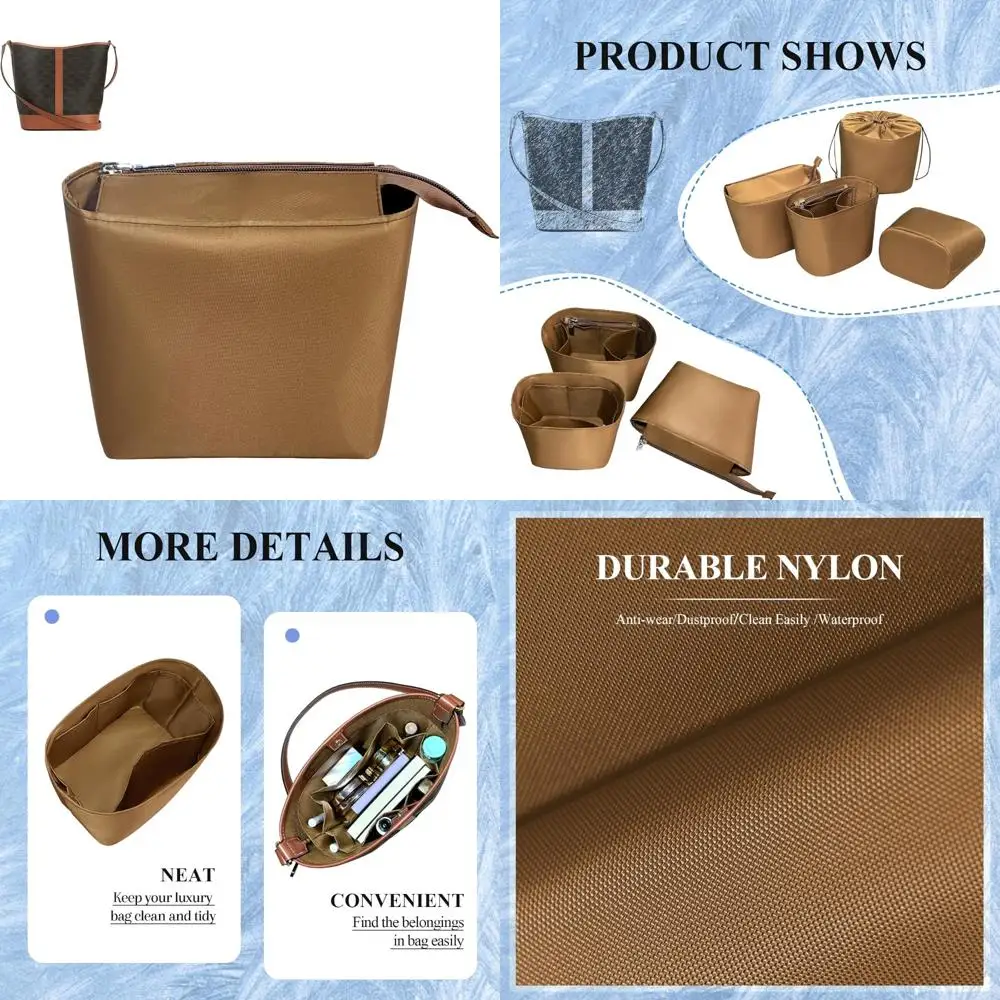 slim drawstring inner bag organizer for canvas bucket bags