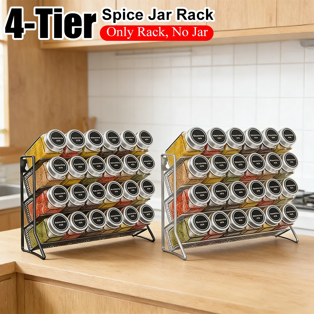

Настенная 4-ярусная полка-органайзер для контейнеров, нескользящая, для хранения специй и приправ на кухне, для небольших банок