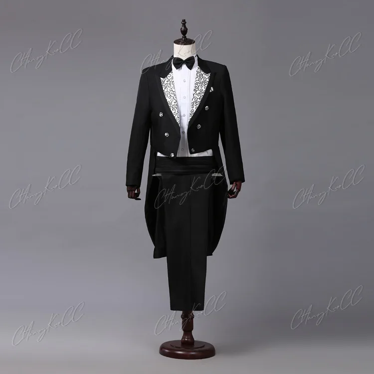 Men's Tuxedo Suit Performance Costume Magician Stage Performance Conductor Costume Bel Canto Singer Renaissance Party Medieval