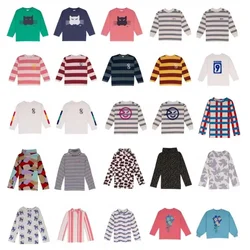 Pre-sale(Ship in October) Wyn 2024 Autumn Kids Boys Girls T-shirts Children Clothes Long Sleeve Tees Cotton Baby Striped Tops