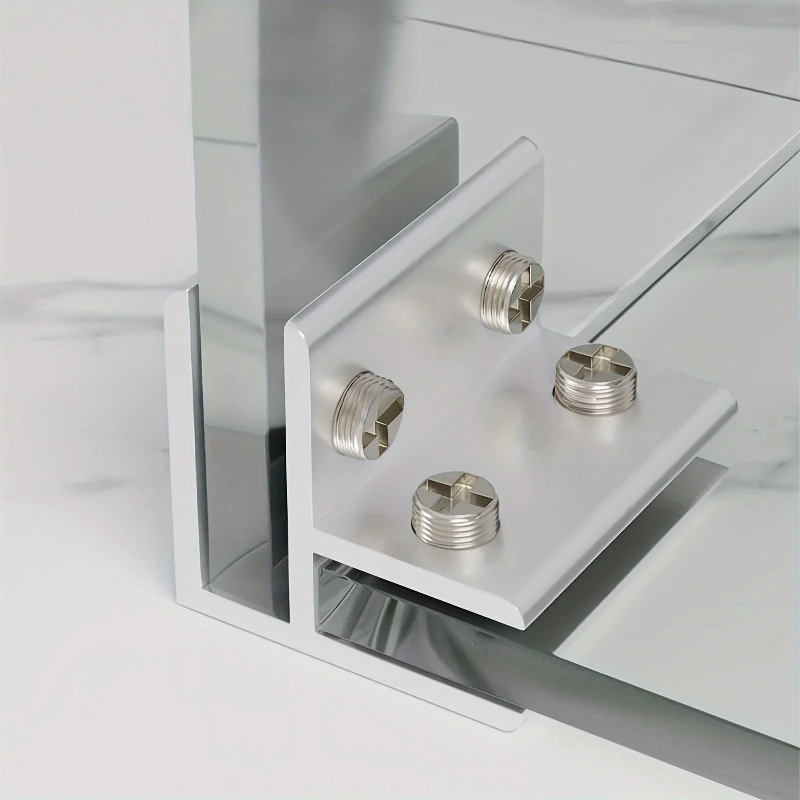 8PCS Adjustable Al T-Type Glass Clamp for 4-8mm W/3-Side Clamps, Heavy Duty Bracket for Kitchen Balcony Guardrail Hardware