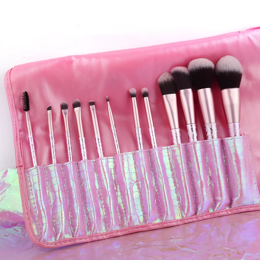 CALIYI-Drop Handle Makeup Brushes Set com Bag, Powder Foundation, Sobrancelha, Sombra, Lip Blush, Maquiagem, Ferramentas Cosméticas, 12Pcs