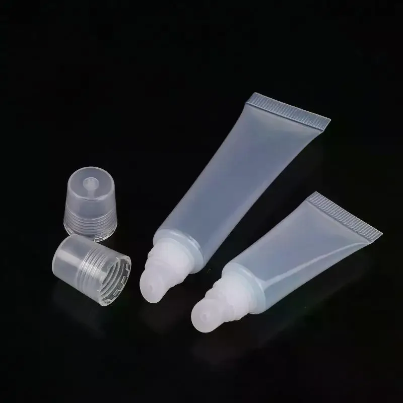 10 szt. Puste tubki na szminkę/balsam do ust 5/10/15 ml, miękkie tubki do makijażu, przezroczyste pojemniki na błyszczyk do wyciskania