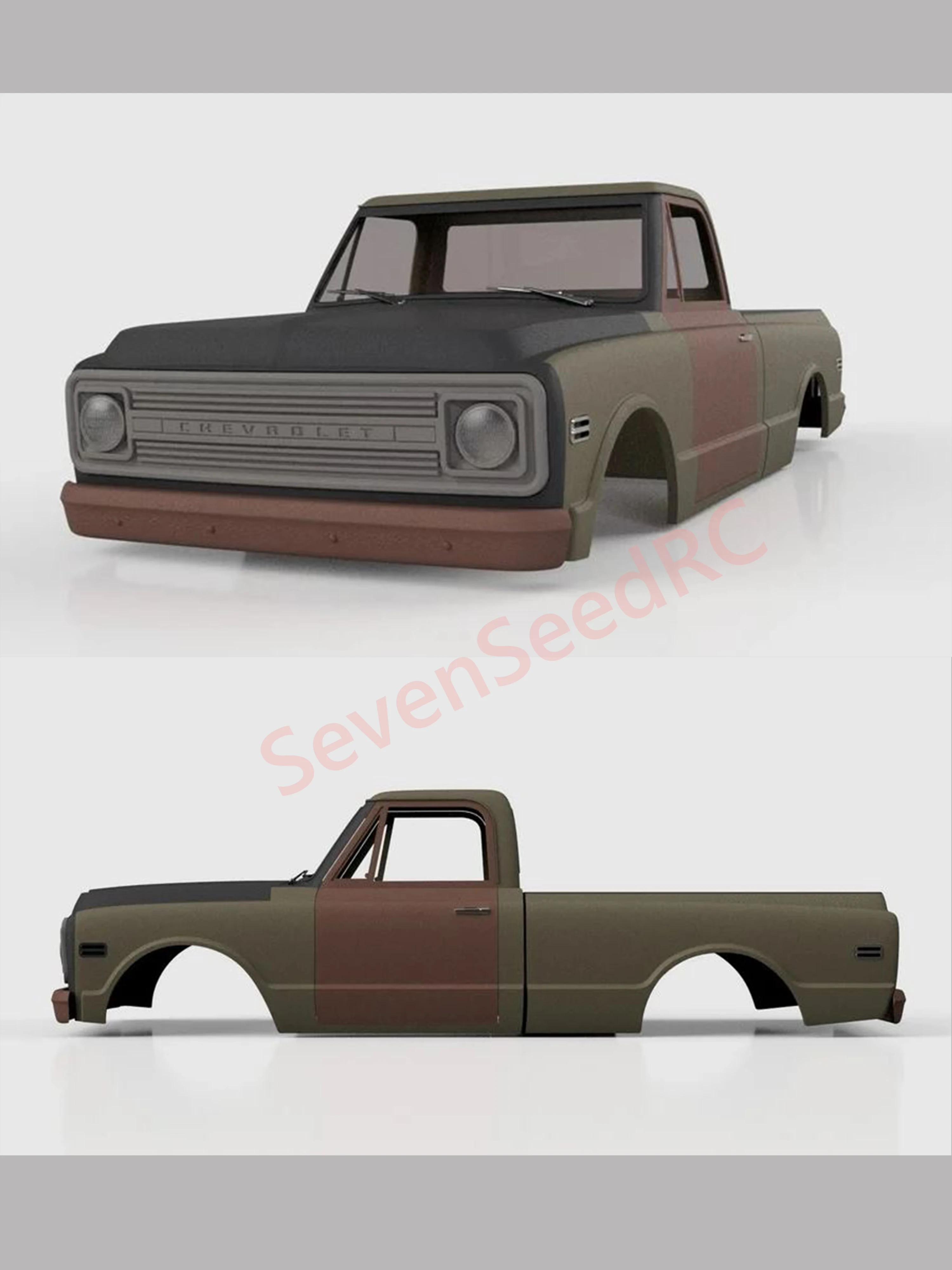 3d print car body kit 1969 Chevy Pickup Hard Body313/324 WHEELBASE SCX10 TRX4 NT4 JT4 RGT