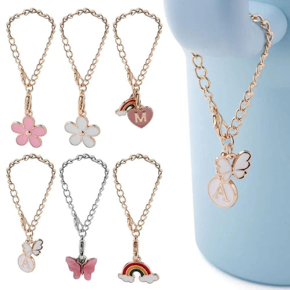 Heart Shaped Cup Letter Charm Chain Keychain Cup Accessories Jewelry Cute Pendant for For  Cup Tumbler