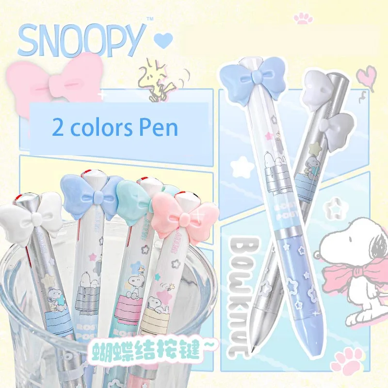 8pcs/lot Cute Snoopy Bow 2 Colors Gel Pen Kawaii 0.5mm Black/Red ink Neutral Pens Promotional Gift Office School Supplies