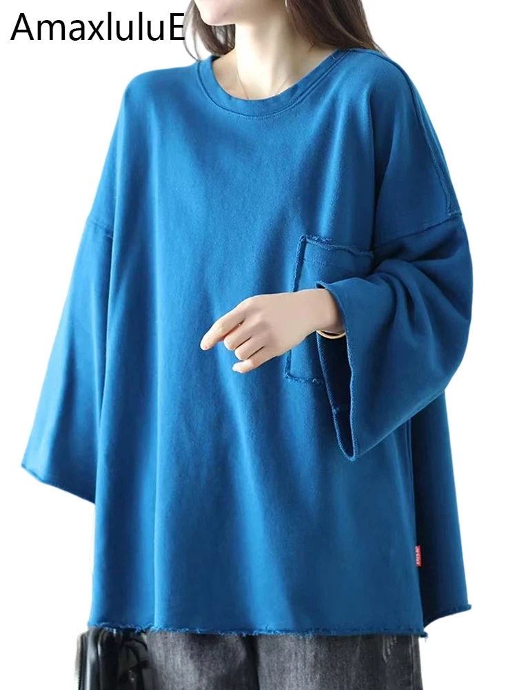 

Amax LuluE 2026 Spring Fashion Loose Soild Tee Shirts Womens Korean Design Classic Tops Females Causal Oversized Elegant Clothes