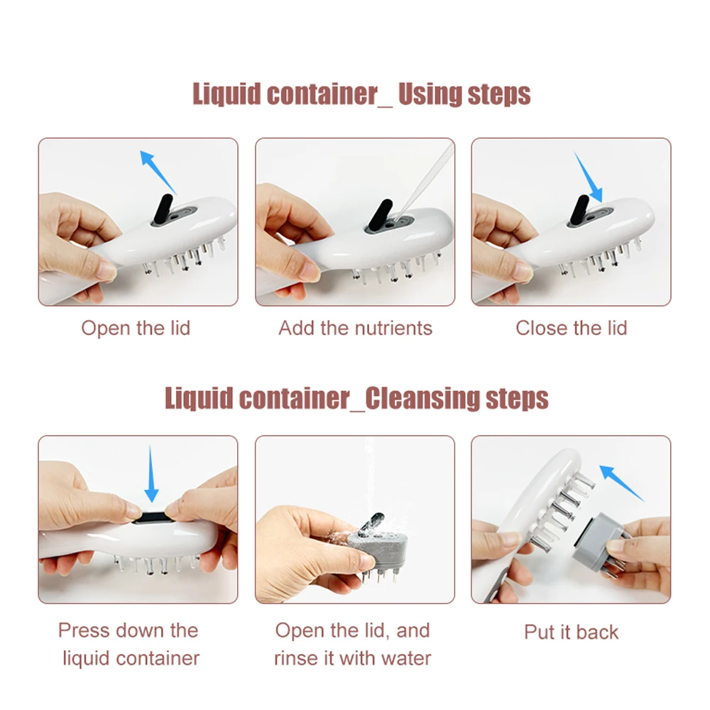 Sisir Pijat Pertumbuhan Rambut EMS 3 In 1 dengan Dispenser Minyak Rambut Lampu Merah Biru Anti Rambut Rontok Pemijat Kulit Kepala Getaran Frekuensi Tinggi