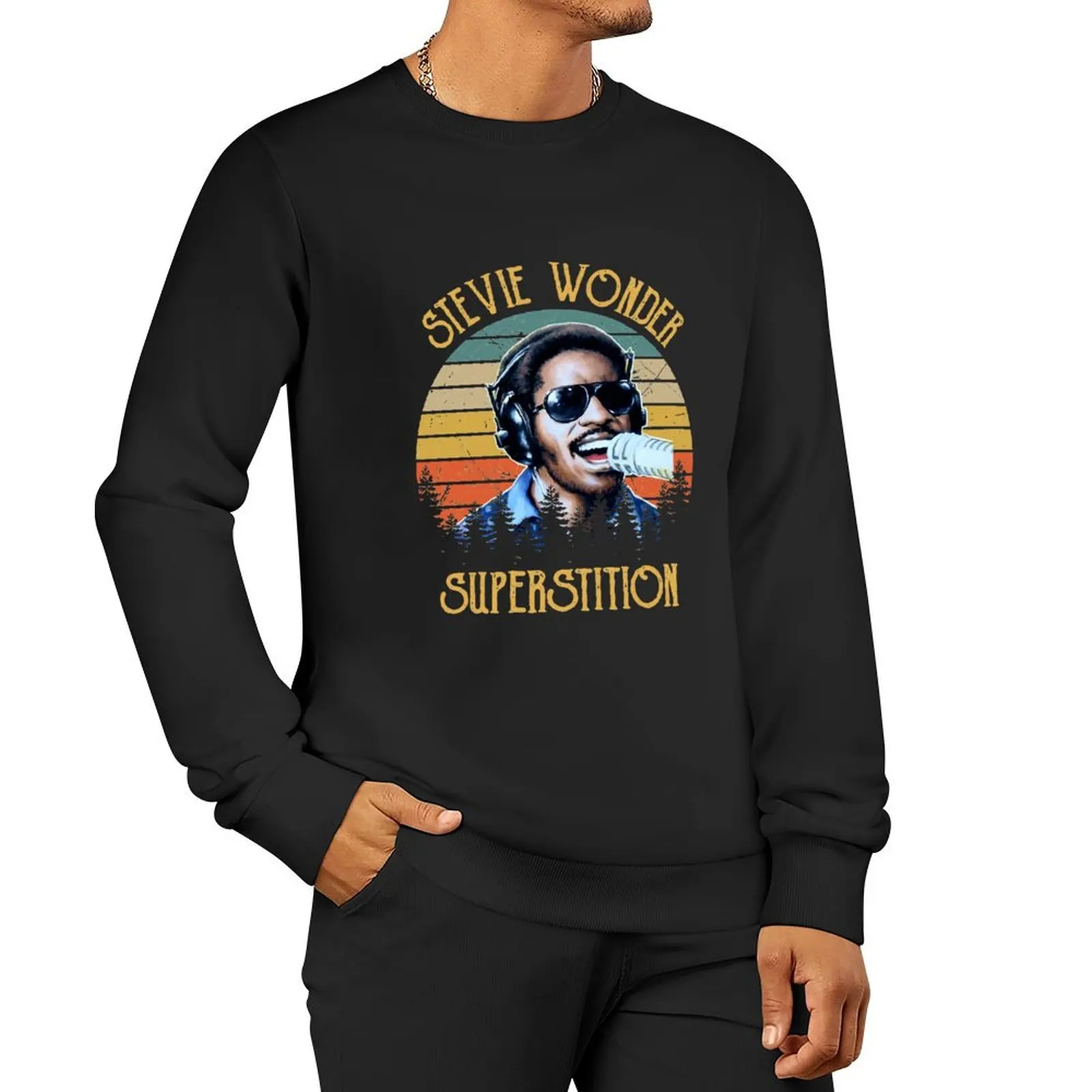 Beautiful Model Stevie Wonder Superstition Classic Fans Pullover Hoodie anime clothing men's winter sweater sweatshirt