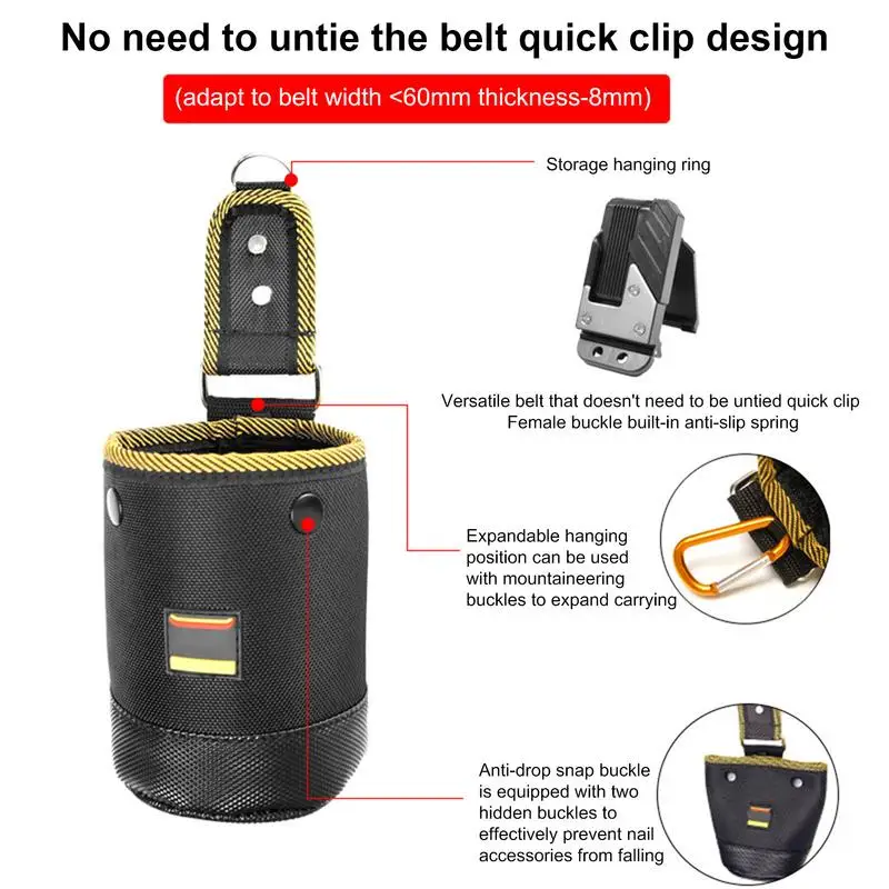 Tool Waist Bag Waterproof Small Tool Bag Woodworking Pouch Carpenter Waist Pockets Construction Organizers With Quick Release