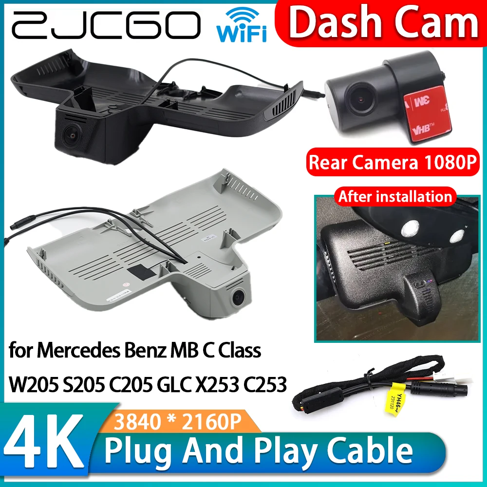 

ZJCGO for Mercedes Benz MB C Class W205 S205 C205 GLC X253 C253 4K Wifi DVR Car Video Recorder Dash Cam Front Rear Camera