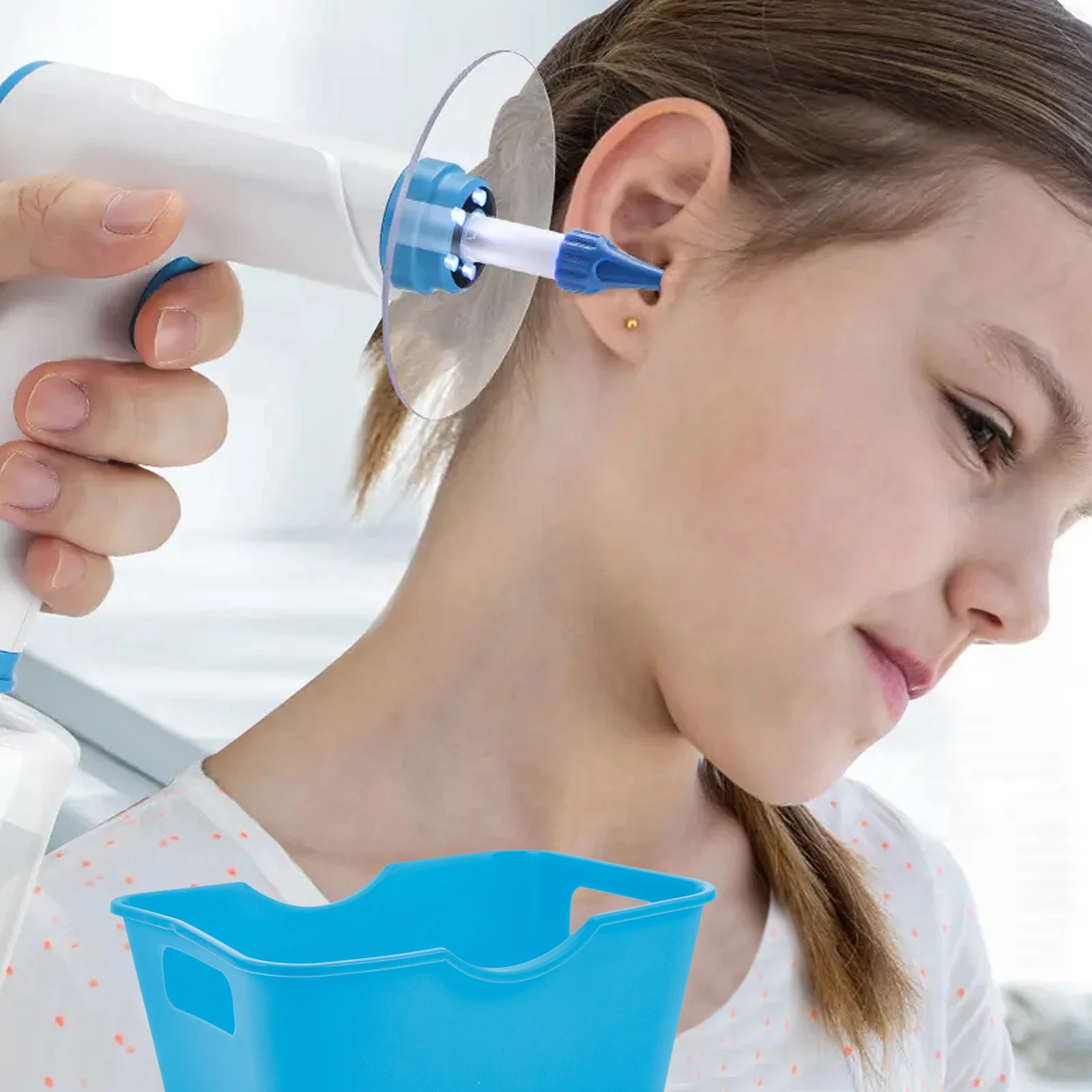 

Ear Basin Wax Removal Kit Cleaning Syringe Washer Hanging Blue Irrigation Universal Compatibility Ear Wash System Plastic