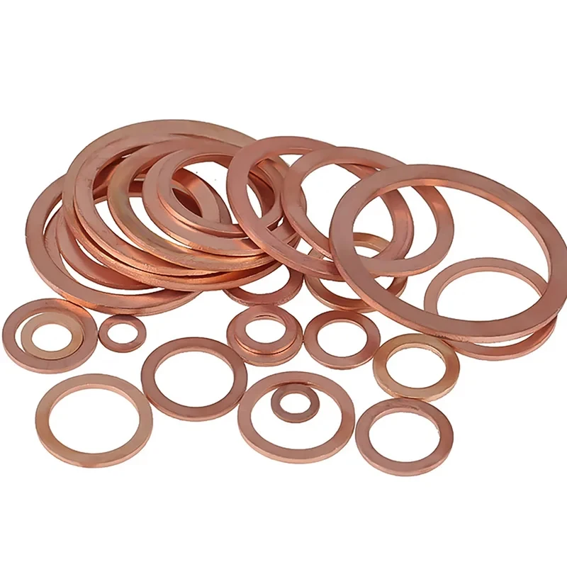 M3-M17 Annealed Copper Crush Washer / Soft Copper Flat Gasket 0.5-2mm for Pressure Gauge Thread Connections & Pipe Sealing