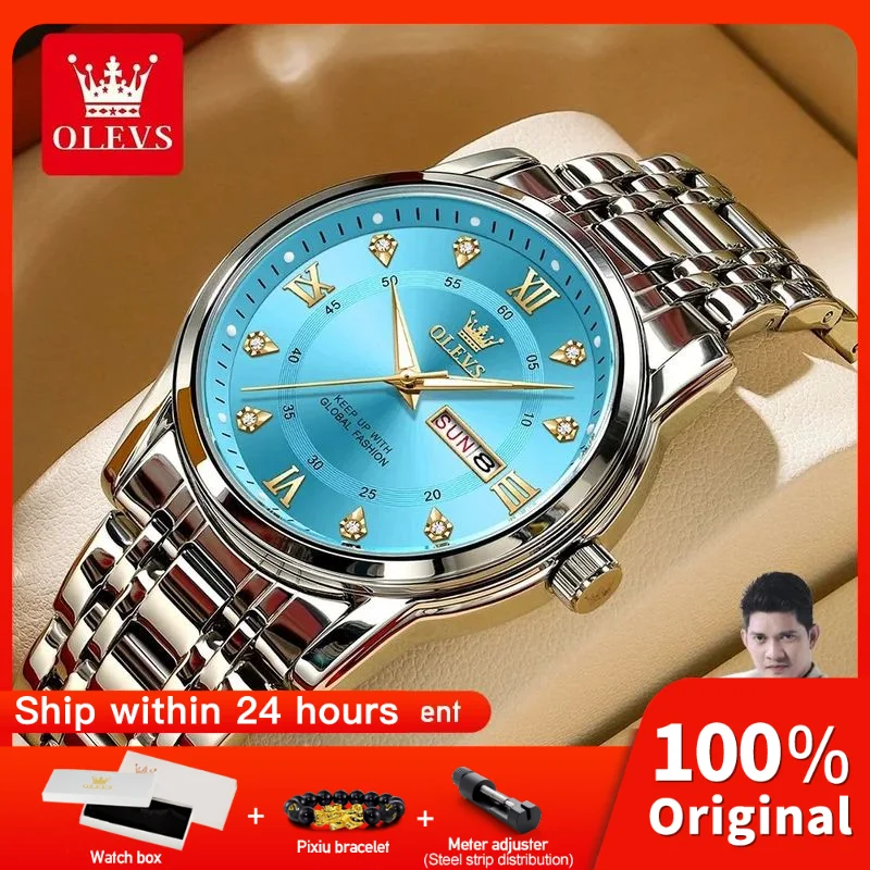 

OLEVS 5513 Mens Watch Business Original Quartz Watch Waterproof Luminous Zircon Scale Day Date Watches For Men Gifts New Reloj