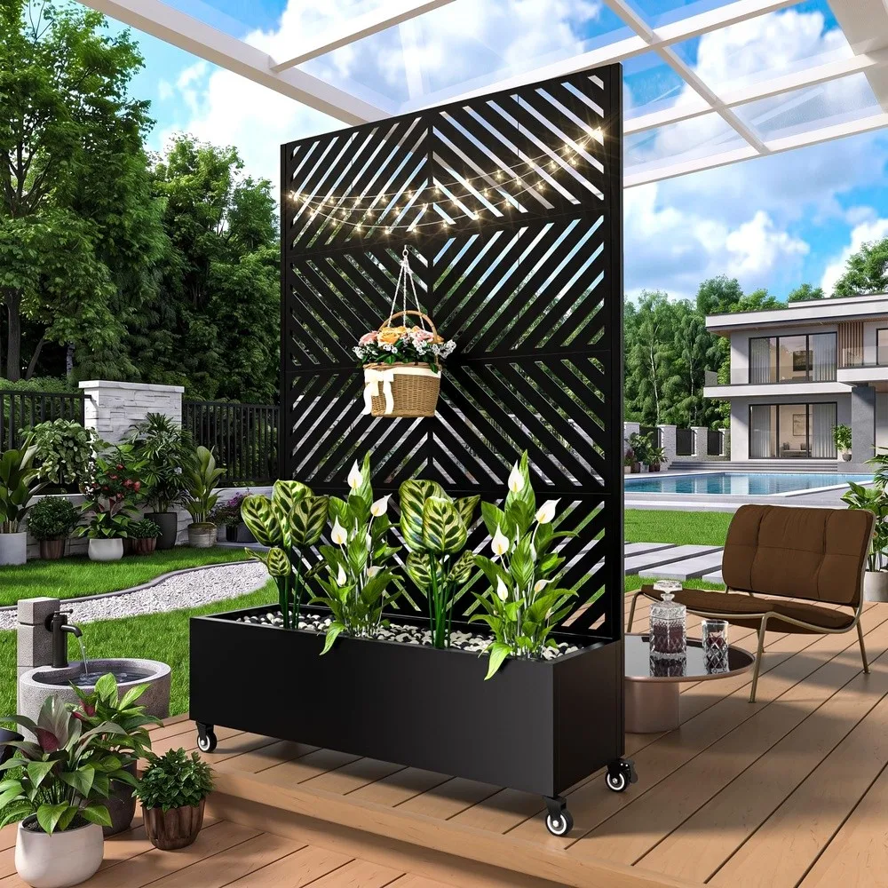 Metal Planter Box with Trellis 72